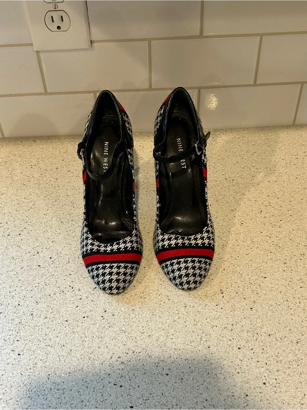Women's Nine West Heels in Black, White & Red, Size 7M